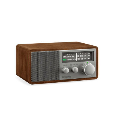 Sangean AM / FM Wooden Cabinet Radio in Walnut-Silver - 24-SG116