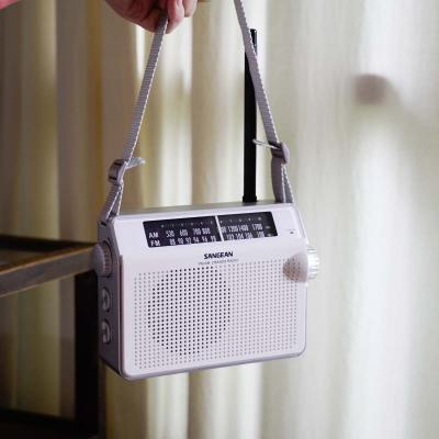 Sangean AM / FM Retro Strap Analog Radio - 14‐PRD6WH