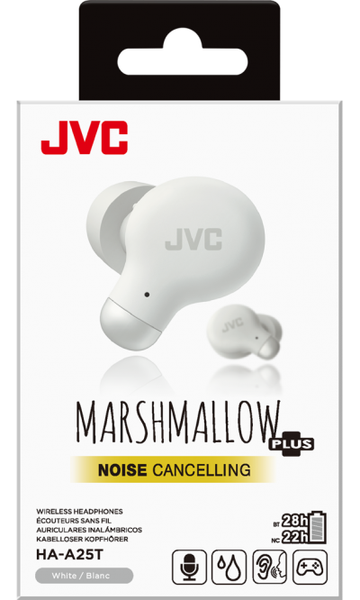 JVC Marshmallow True Wireless Earbud with Noise Cancelling in White - HA-A25T-W