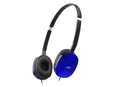 JVC Flats Lightweight Foldable On-Ear Headphones with Remote and Mic in Blue - HA-S160M-A