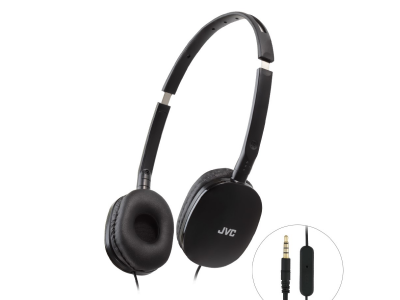 JVC Flats Lightweight Foldable On-Ear Headphones with Remote and Mic in Black - HA-S160M-B