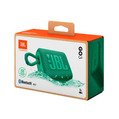 JBL Go 3 Eco Ultra-Portable Waterproof Speaker in Green - JBLGO3ECOGRNAM