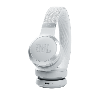 JBL Wireless On-Ear Noise Cancelling Headphones in White - JBLLIVE460NCWHTAM