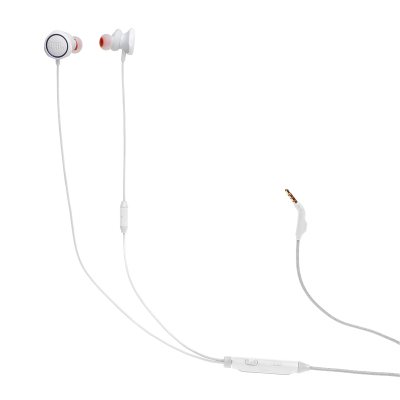 JBL Quantum 50 Wired In-Ear Gaming Headset With Volume Slider And Mic Mute In White - JBLQUANTUM50WHTAM